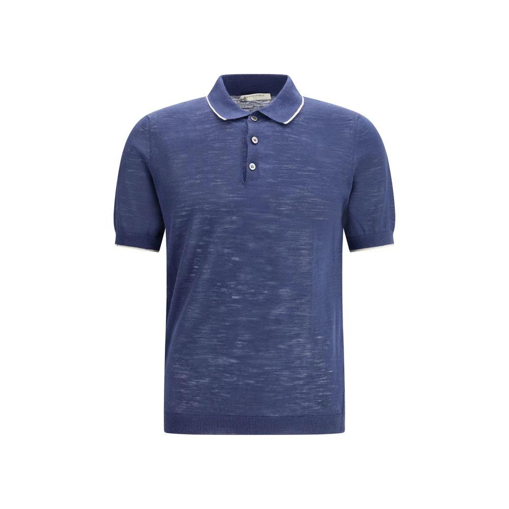 Men’s Blue Linen Blend Polo Shirt – Brooksfield Lightweight Summer Polo SS26