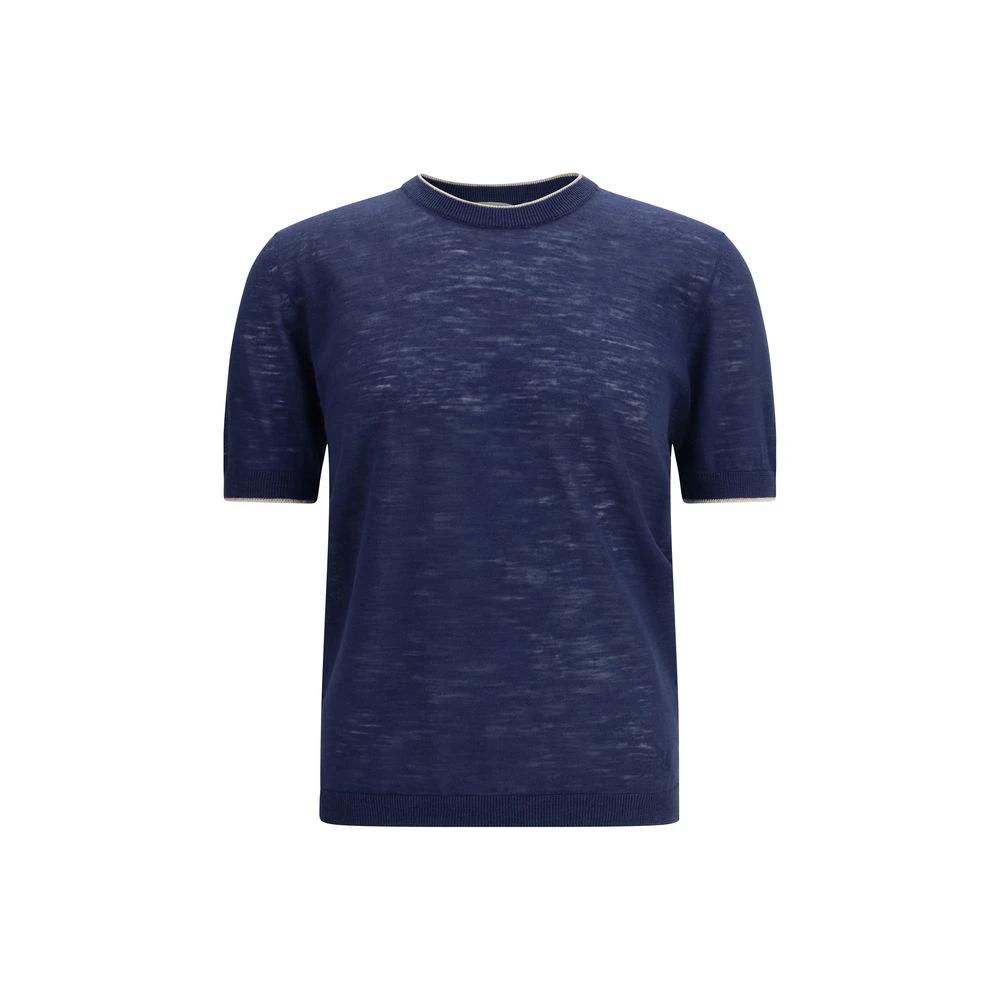 T-shirt à manches courtes Brooksfield en lin bleu