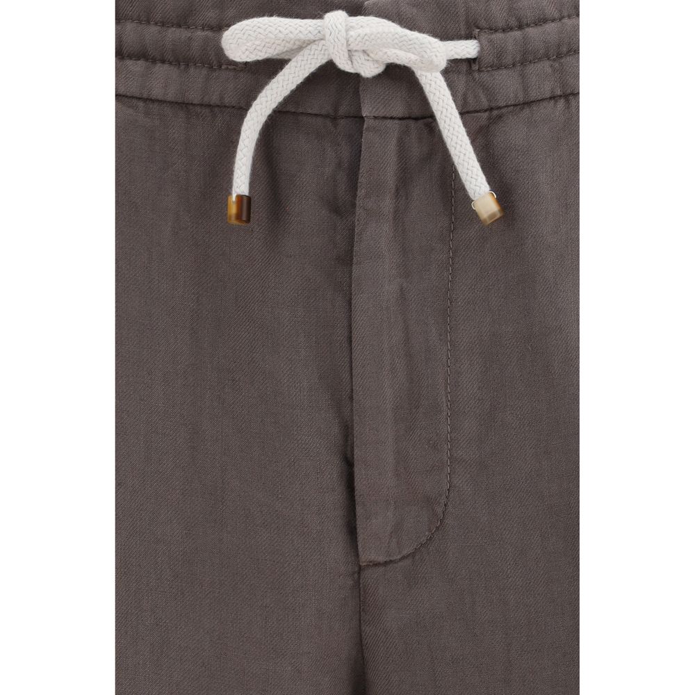 Brunello Cucinelli Gray Linen Casual Pants