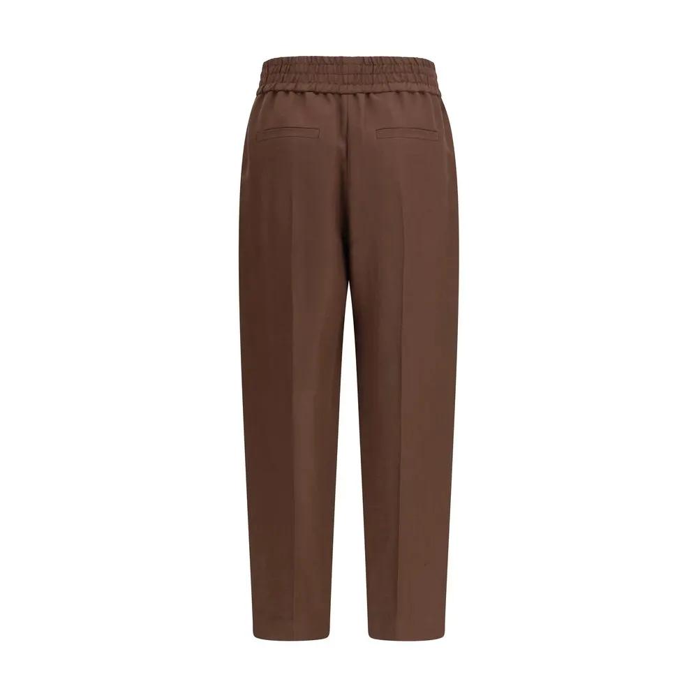 Brunello Cucinelli Pantalon décontracté en viscose marron
