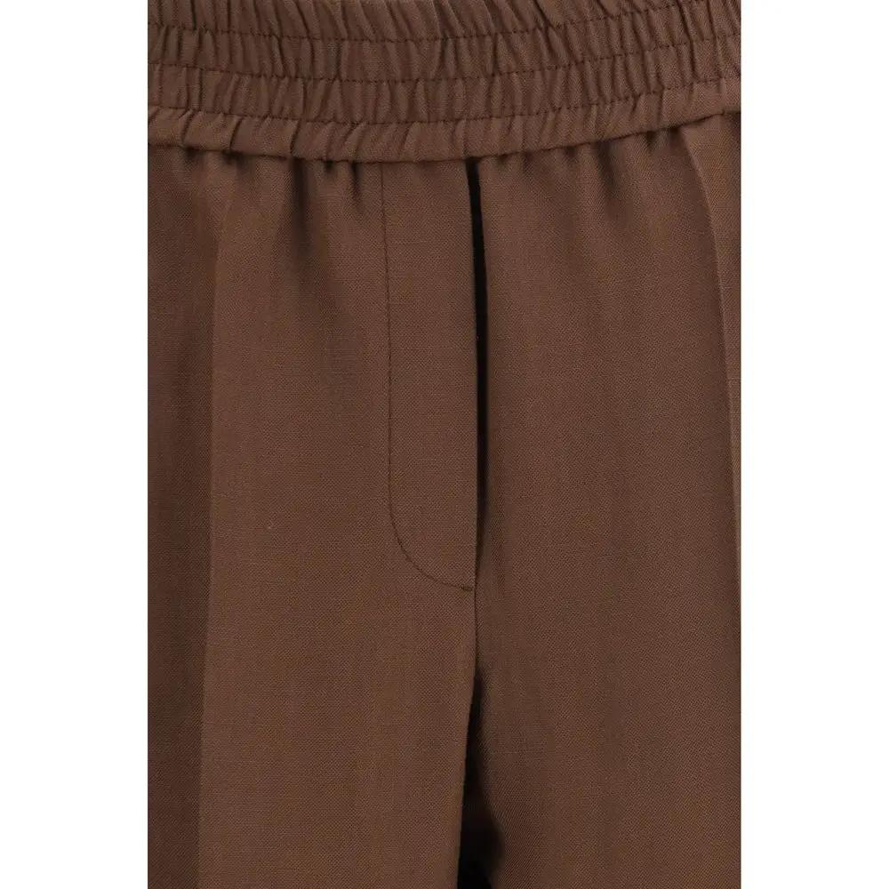 Brunello Cucinelli Pantalon décontracté en viscose marron