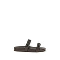 Sandales plates Bos Taurus en cuir de veau marron Brunello Cucinelli