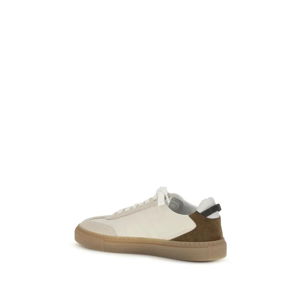 Baskets basses Brunello Cucinelli Bos Taurus en cuir de veau beige