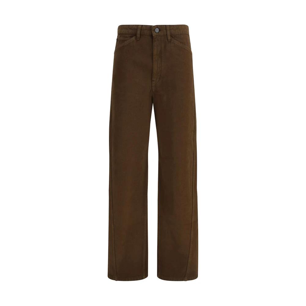 Pantalon décontracté en coton marron Lemaire
