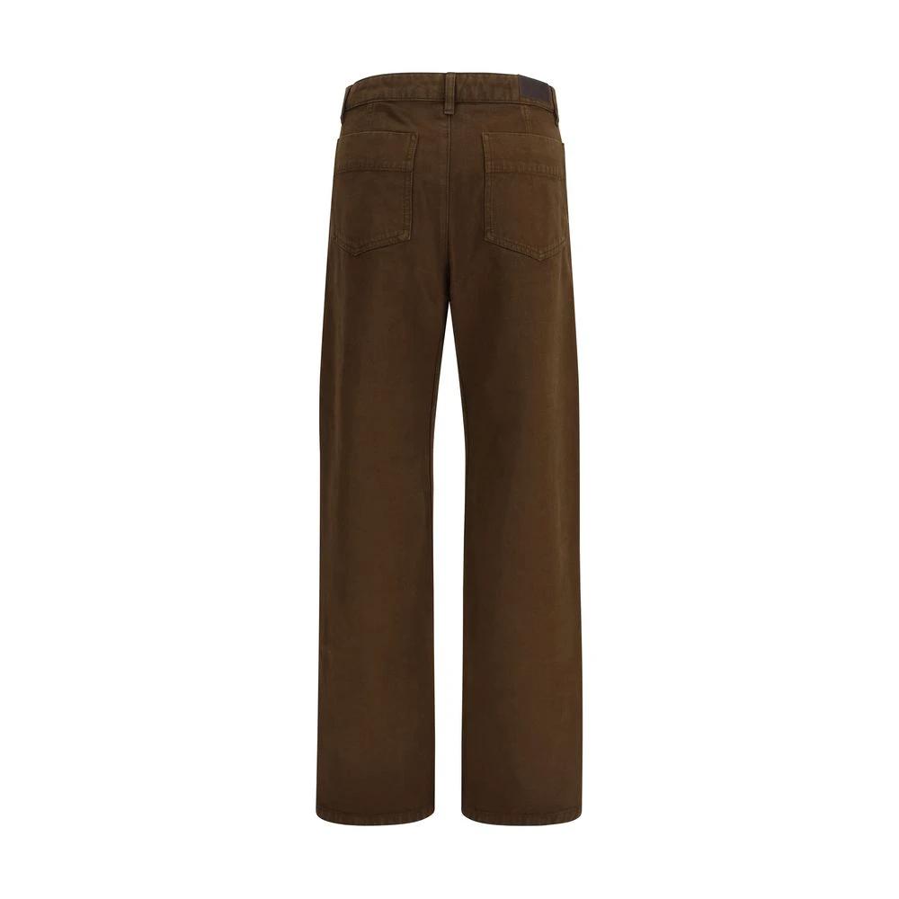 Pantalon décontracté en coton marron Lemaire