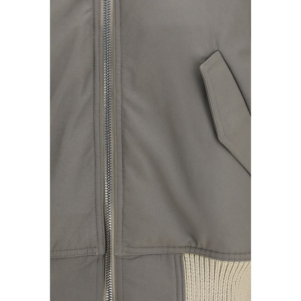 Veste en cuir beige Rick Owens