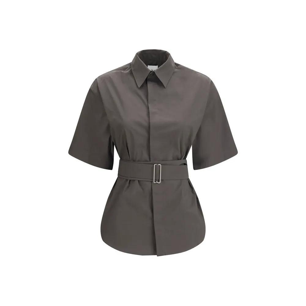 Women’s Grey Short Sleeve Shirt – Sa Su Phi Marcella Cotton Blend Shirt SS26