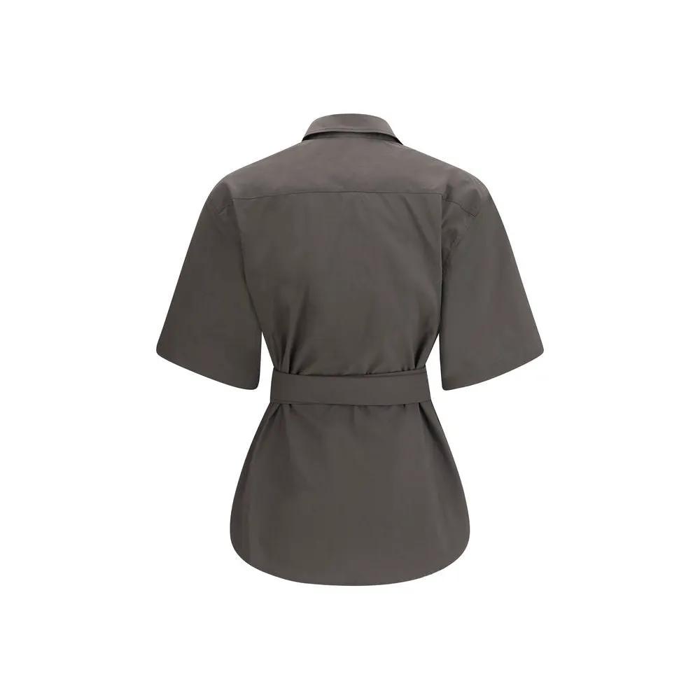 Women’s Grey Short Sleeve Shirt – Sa Su Phi Marcella Cotton Blend Shirt SS26