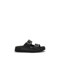 Sandales plates Prada Bos Taurus en cuir de veau noir