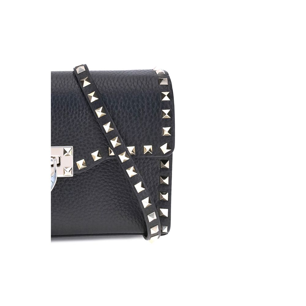 Valentino Garavani Black Calf Leather Bos Taurus Shoulder Bag