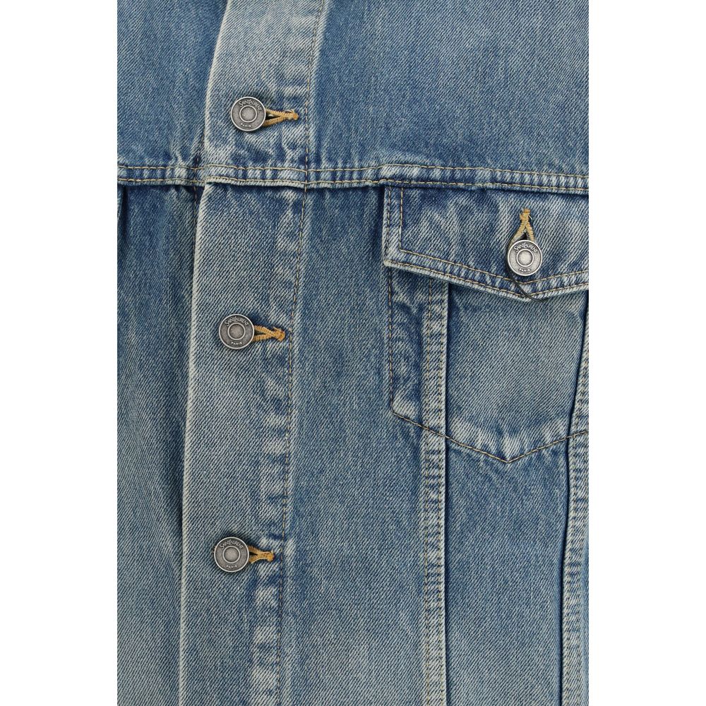 Veste en denim de coton bleu Saint Laurent