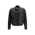 Veste en cuir noir Saint Laurent