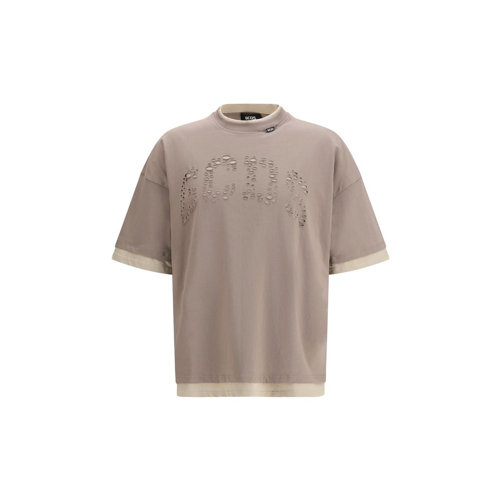 T-shirt en coton marron GCDS