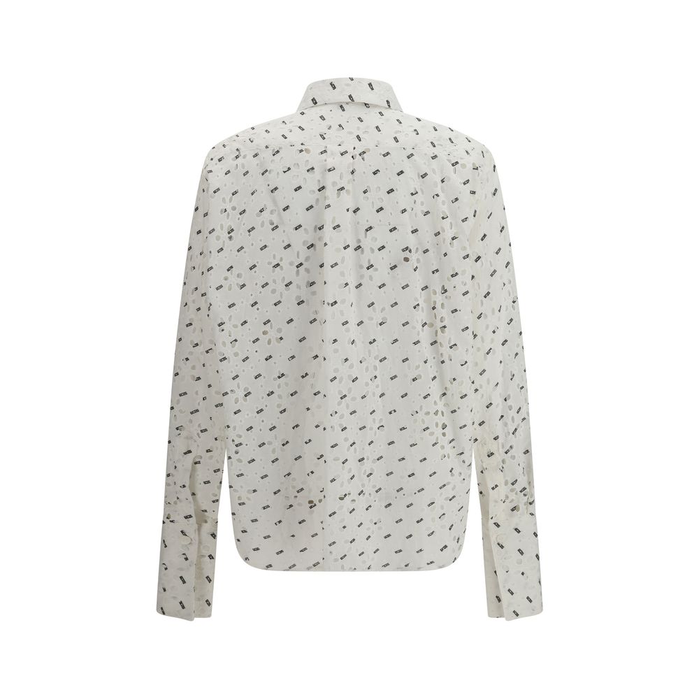 GCDS White Cotton Pattern Shirt