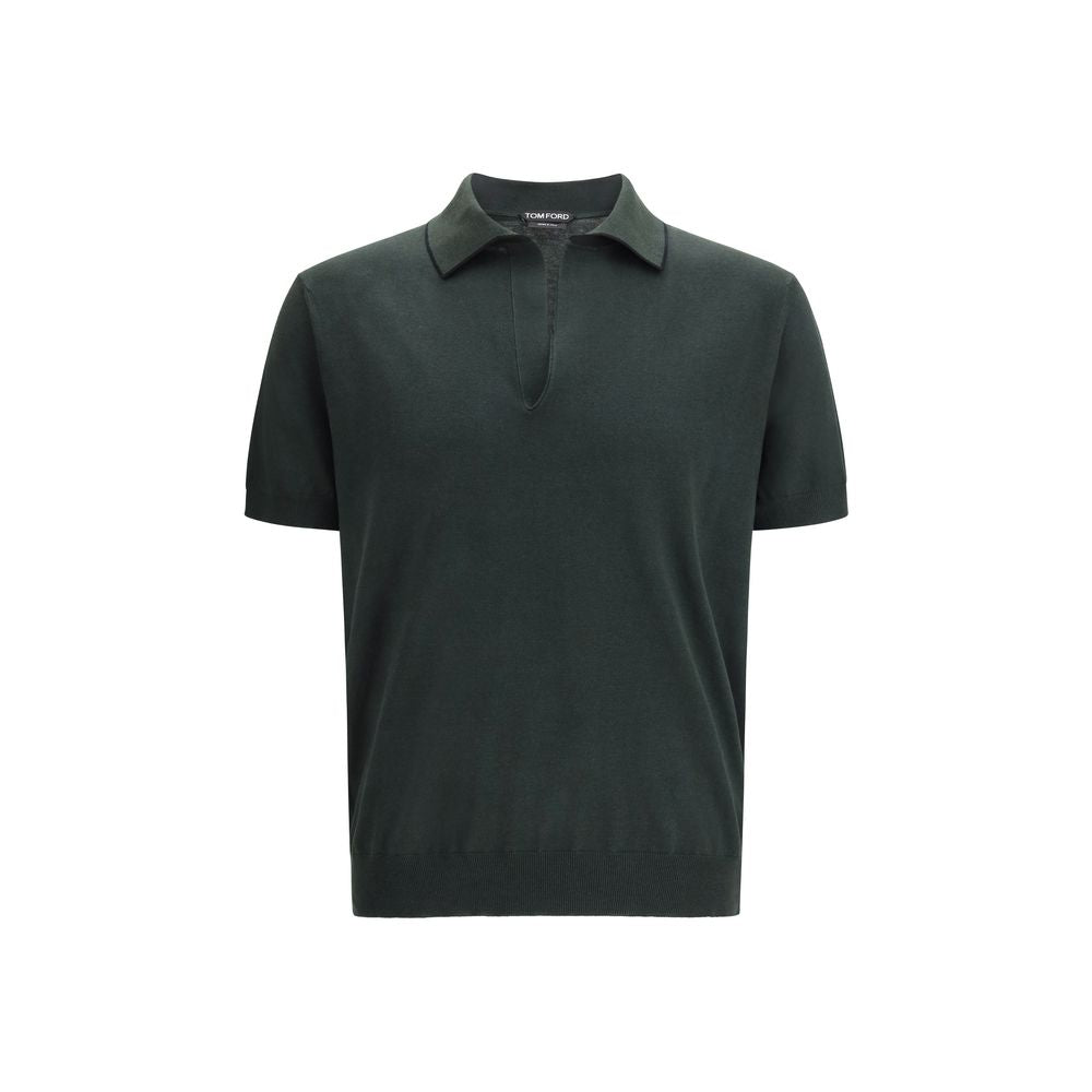 Polo bicolore en coton Tom Ford