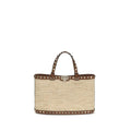 Sac bandoulière en raphia beige Valentino Garavani