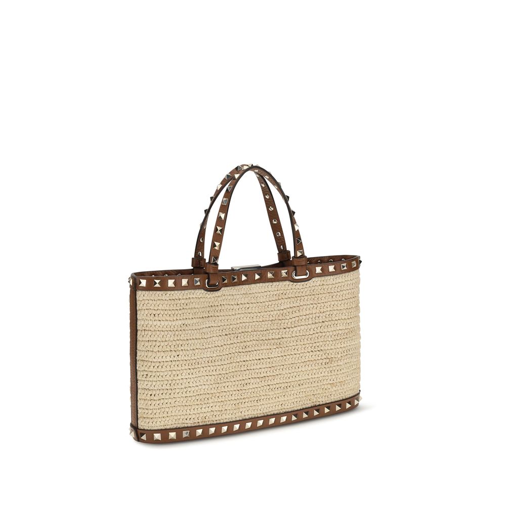 Valentino Garavani Beige Raffia Shoulder Bag