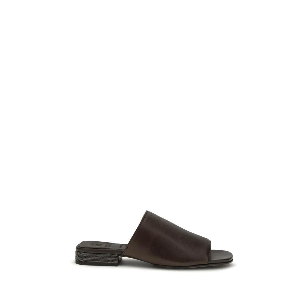 Sandales Bos Taurus en cuir de veau marron Brunello Cucinelli