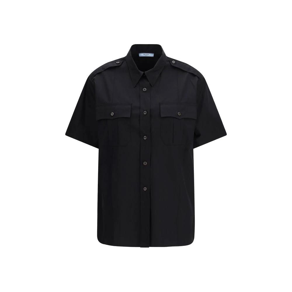 Chemise Prada noire en coton à manches courtes