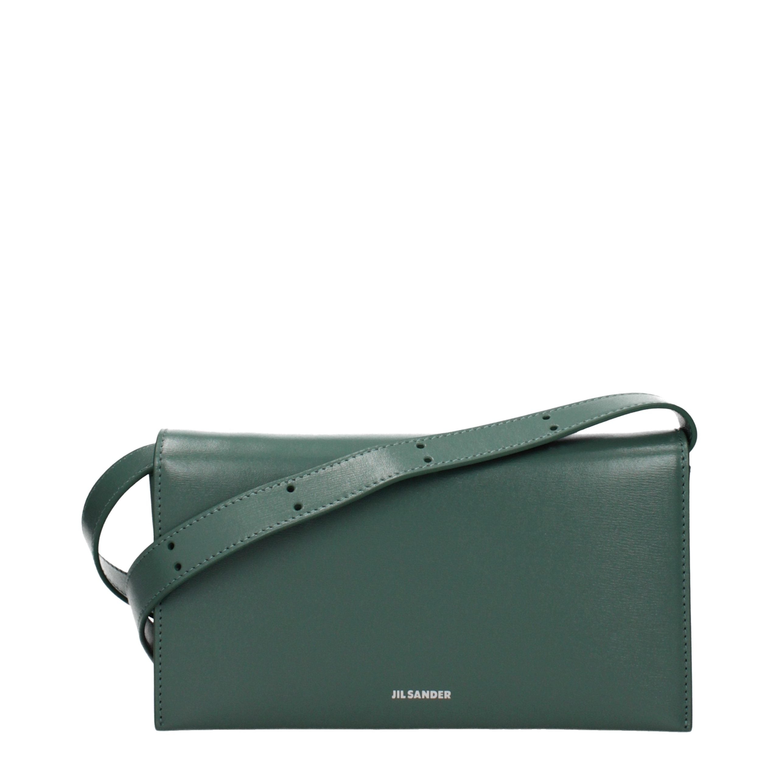 Jil Sander Green Leather Clutch Bag