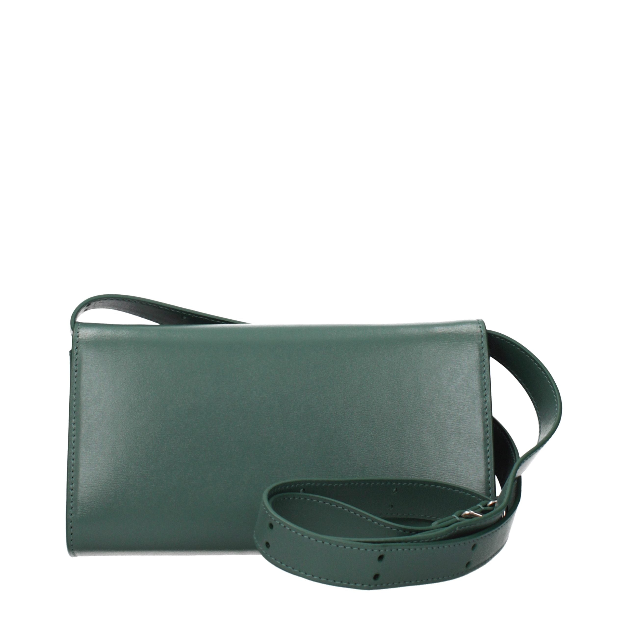 Jil Sander Green Leather Clutch Bag