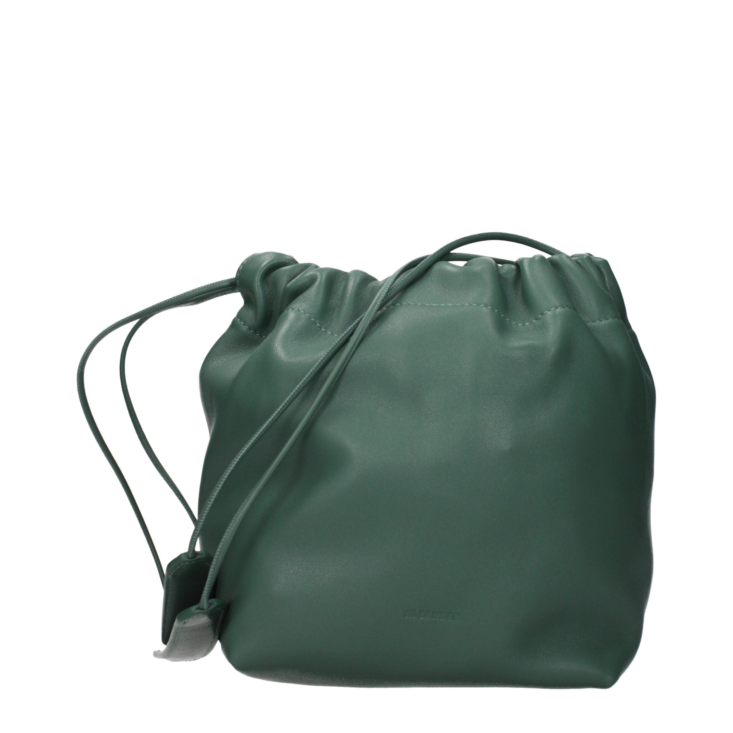 Jil Sander Green Leather Shoulder Bag