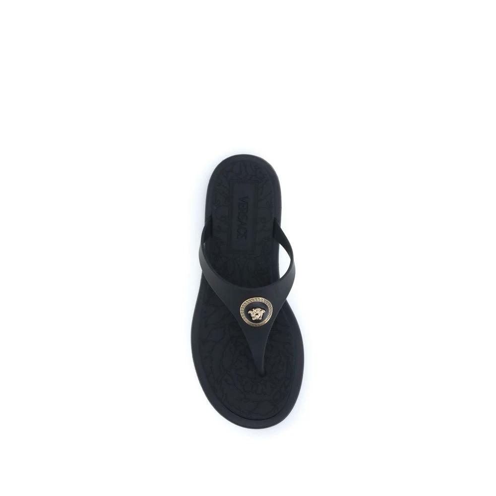 Versace Black Rubber Flip-Flop Sandals