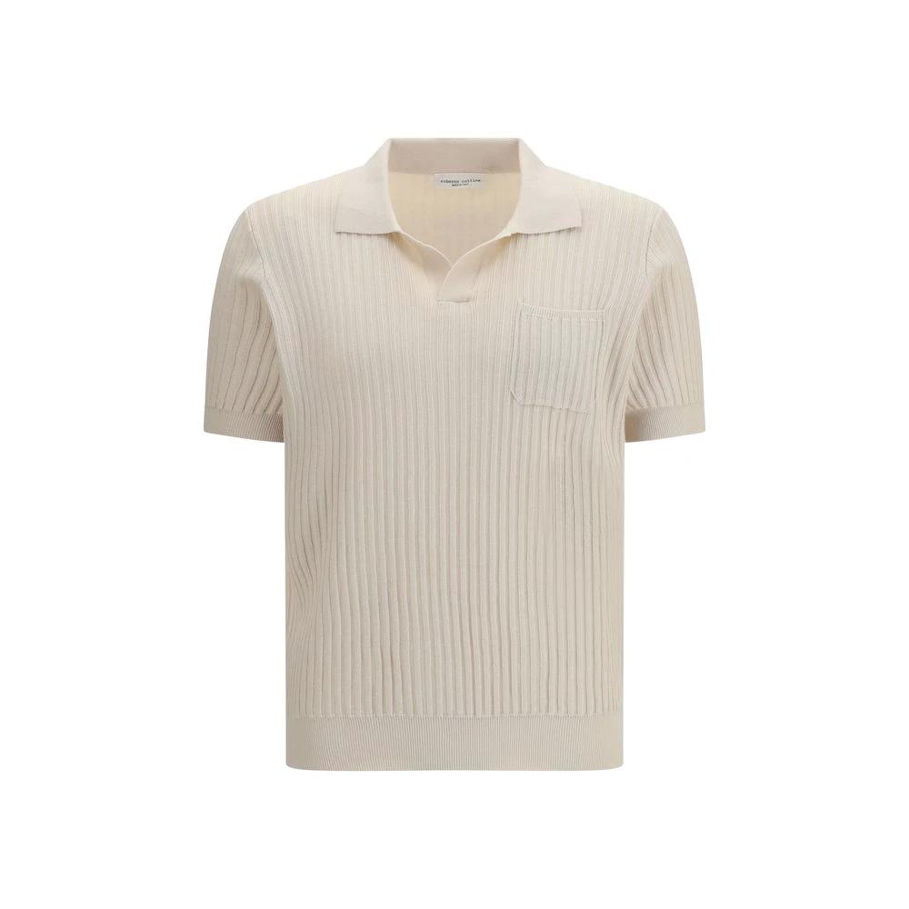 Men’s Beige Cotton Polo Shirt – Roberto Collina Ribbed Slim Fit Polo SS26