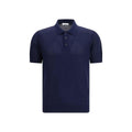 Men’s Blue Cotton Knit Polo Shirt – Roberto Collina Textured Short Sleeve Polo SS26