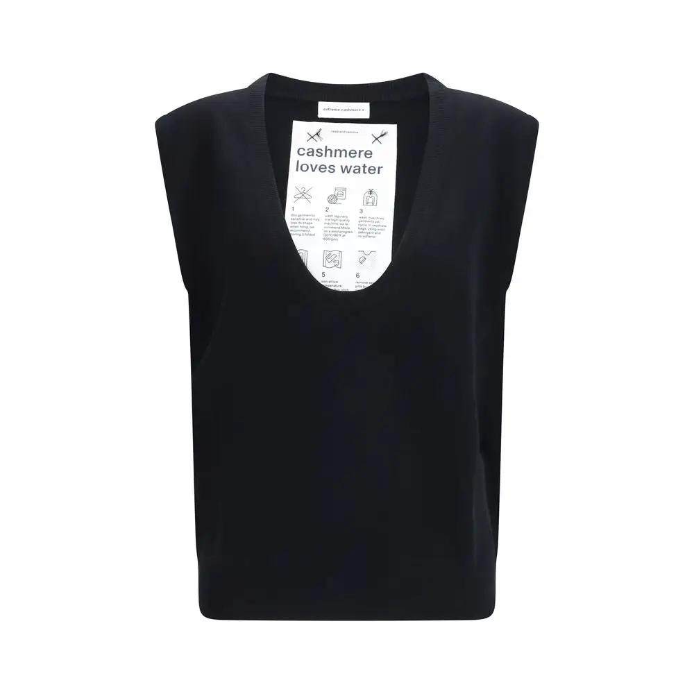 Extreme Cashmere Extreme Cashmere Black Elastane Sleeveles Sweater