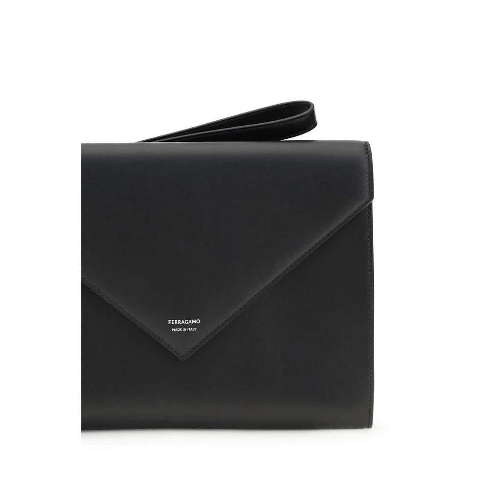 Ferragamo Black Calf Leather Bos Taurus Wallet