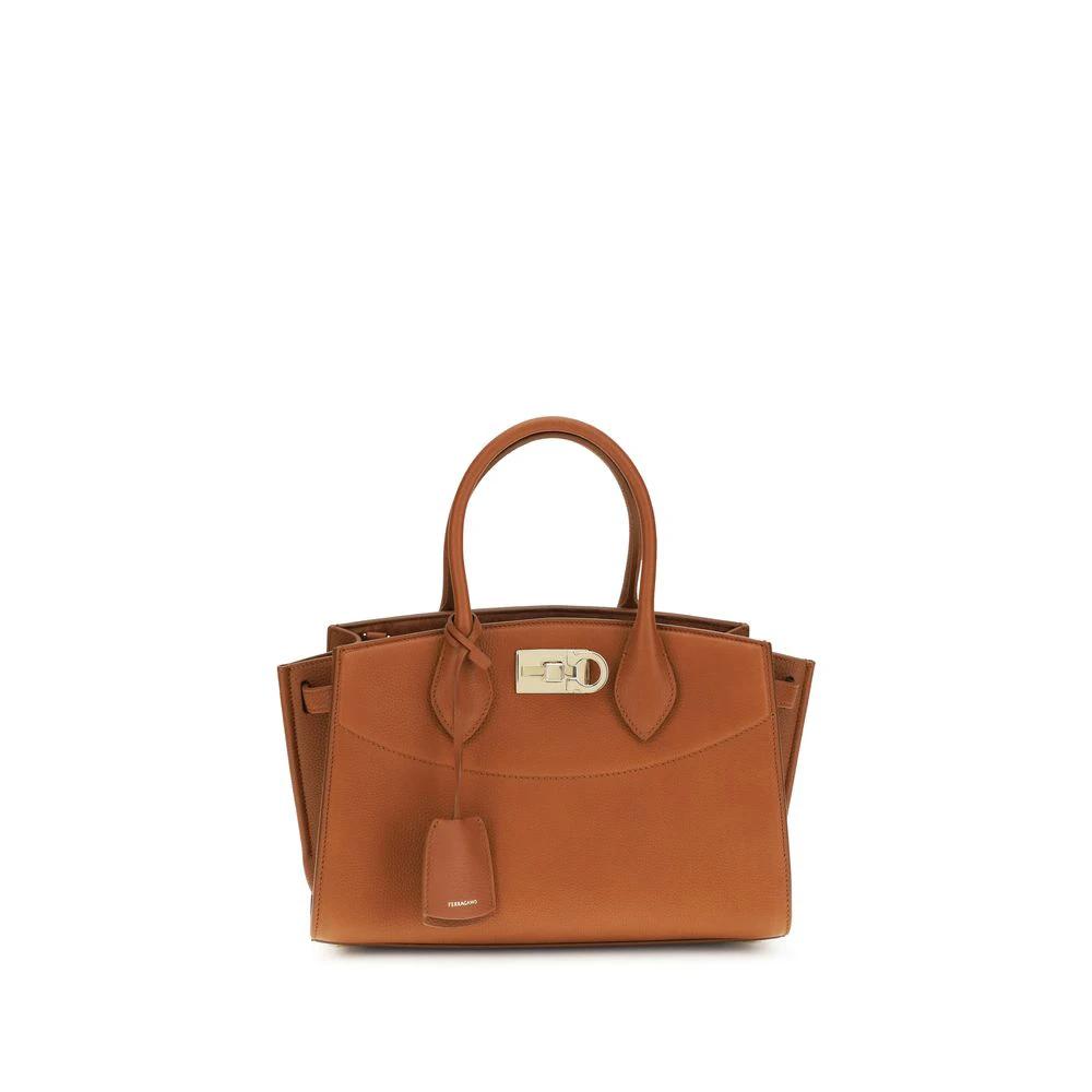 Sac à main Ferragamo Bos Taurus en cuir de veau marron