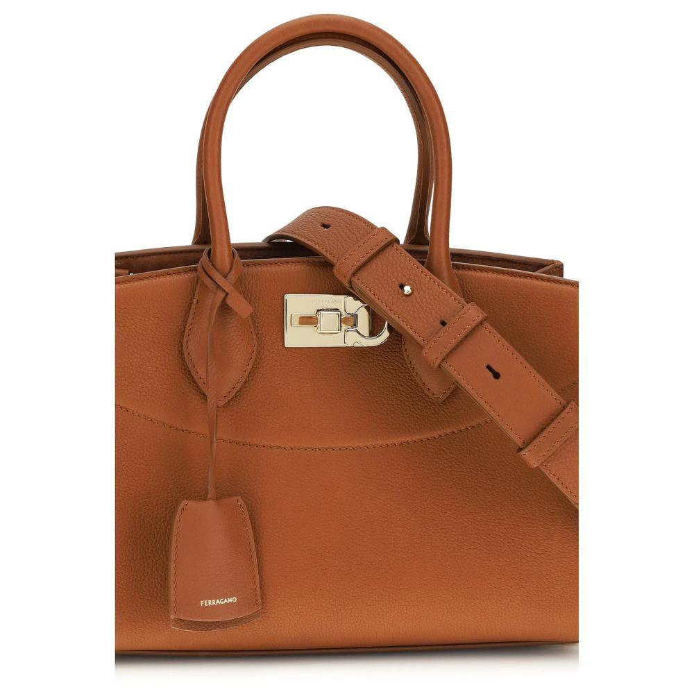 Sac à main Ferragamo Bos Taurus en cuir de veau marron