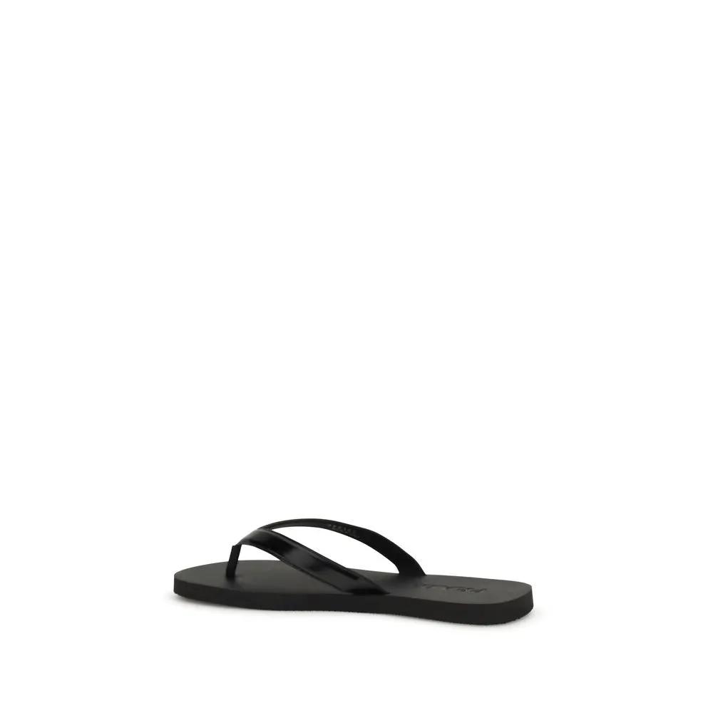 Sandales tongs Prada Bos Taurus en cuir de veau noir
