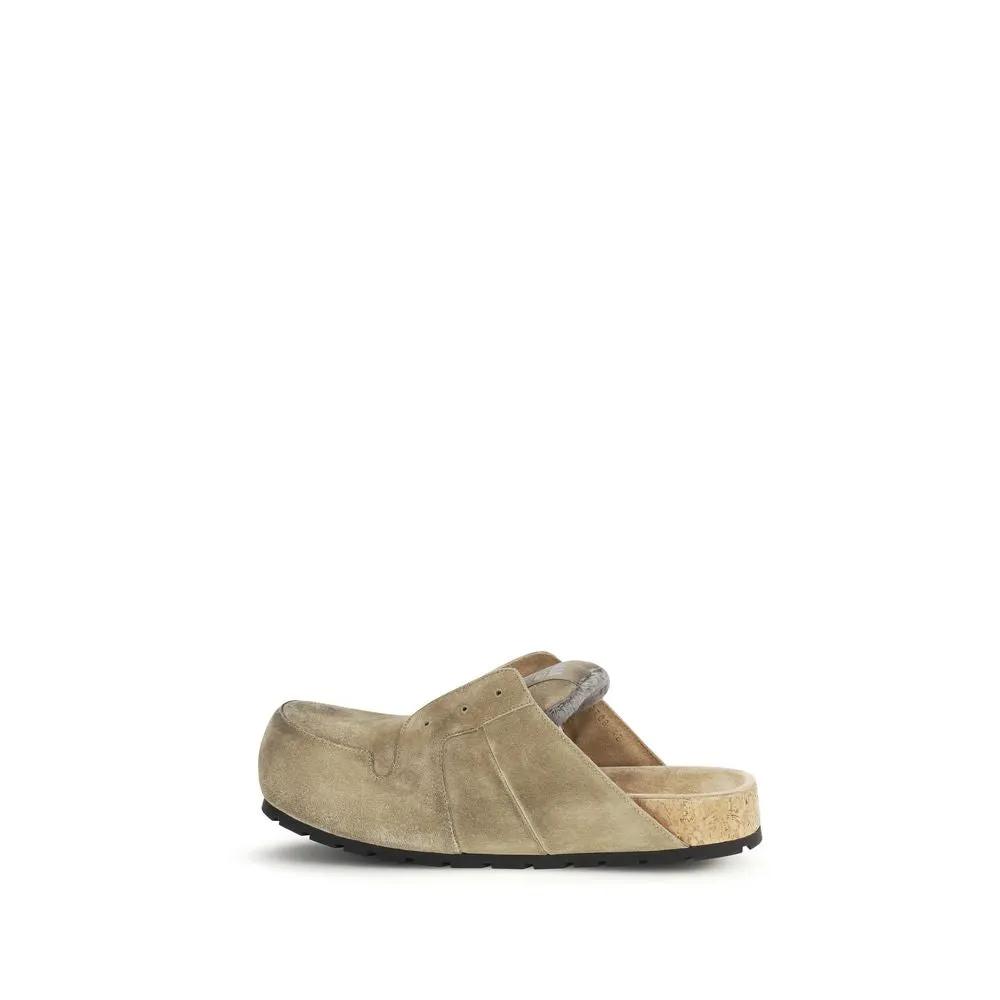 Mules Balenciaga Bos Taurus en cuir de veau beige