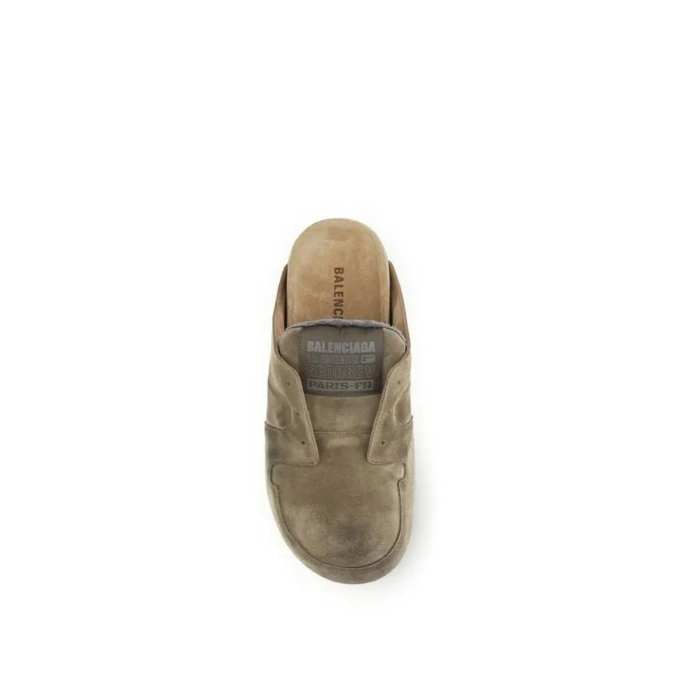 Mules Balenciaga Bos Taurus en cuir de veau beige