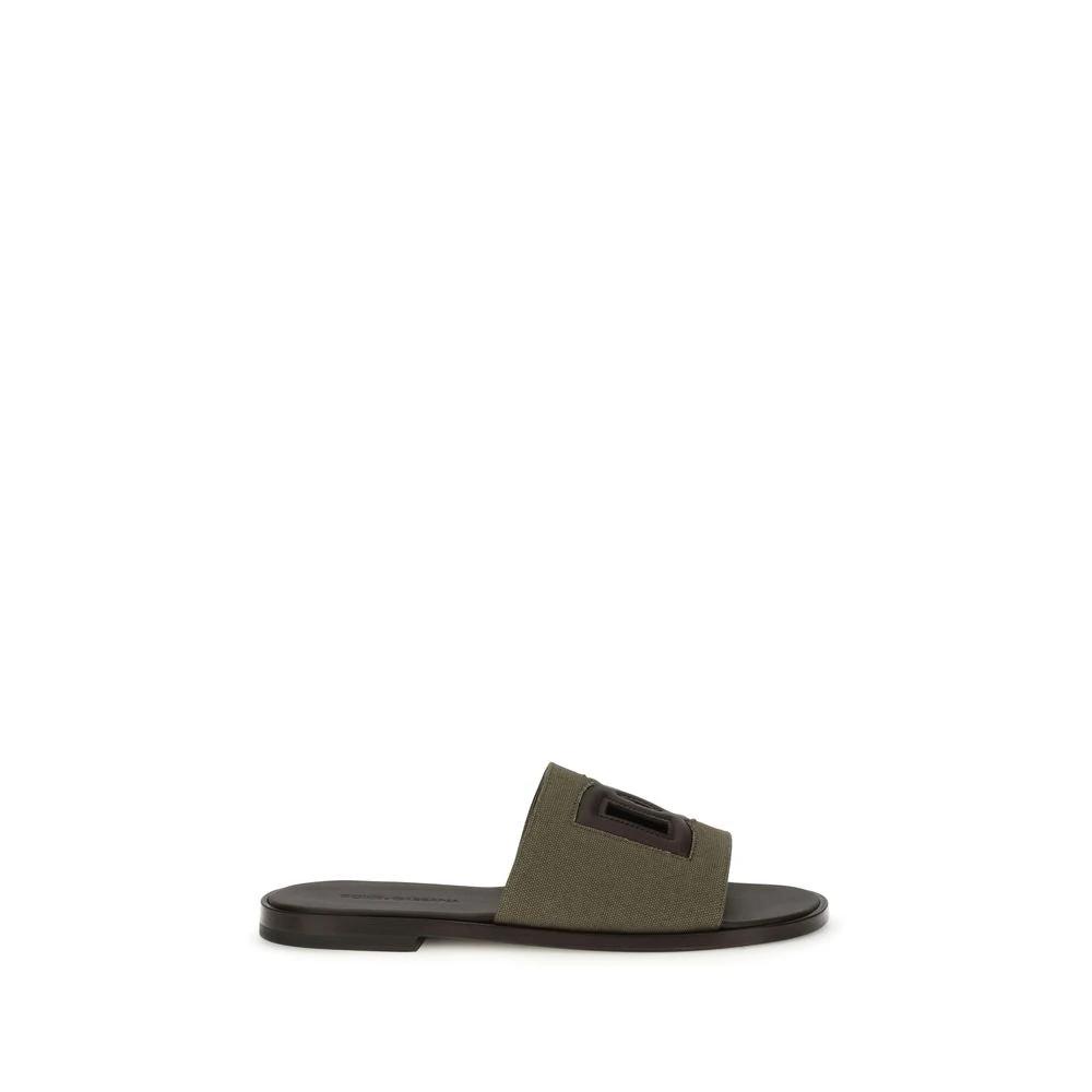 Sandales plates bicolores en coton Dolce & Gabbana