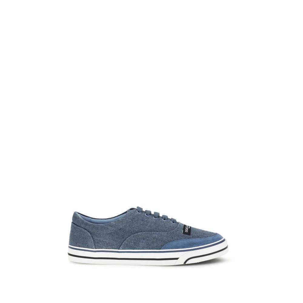 Baskets basses en lin bleu Dolce & Gabbana