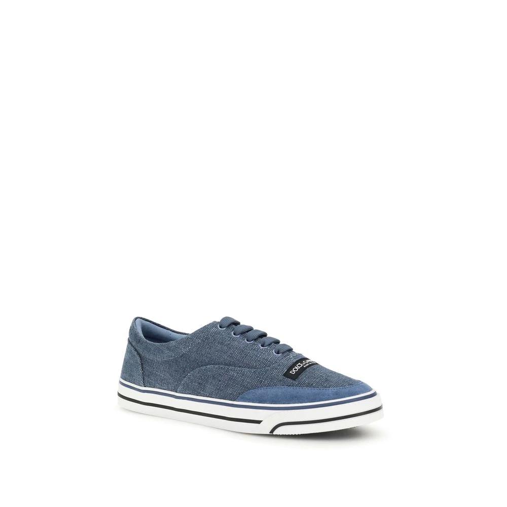 Baskets basses en lin bleu Dolce & Gabbana