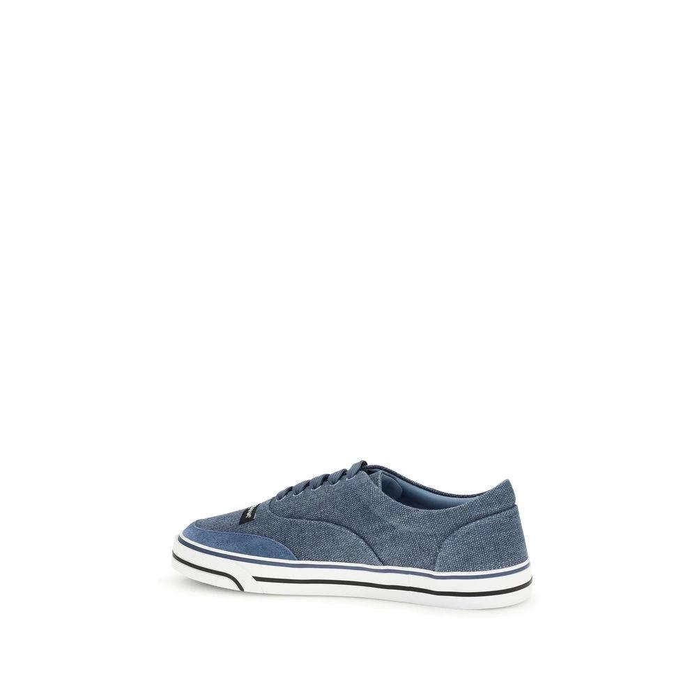 Baskets basses en lin bleu Dolce & Gabbana