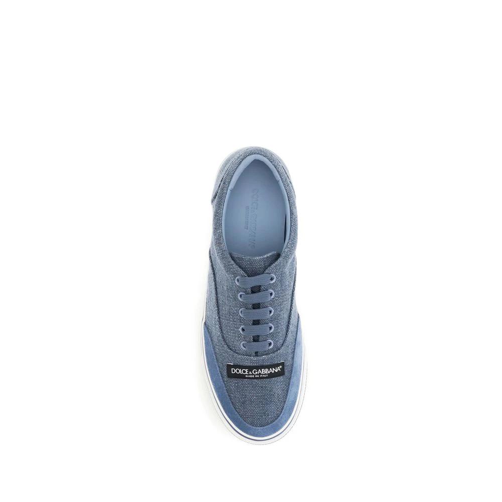 Baskets basses en lin bleu Dolce & Gabbana