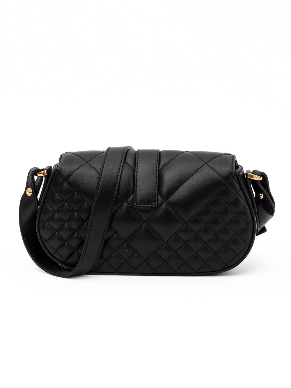 Sac à bandoulière matelassé en cuir noir Versace