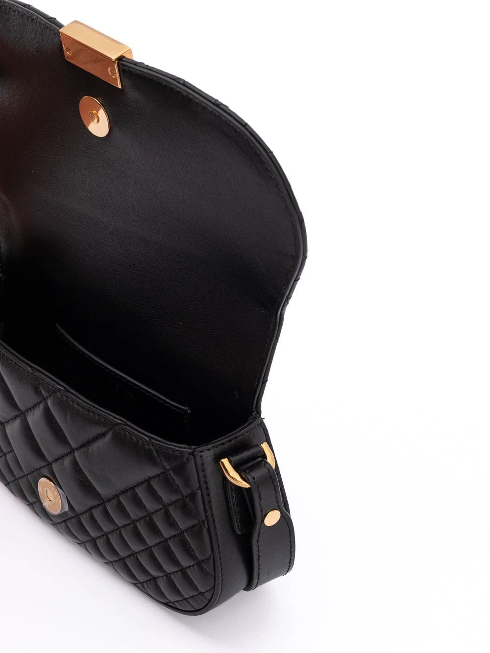 Sac à bandoulière matelassé en cuir noir Versace