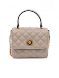 Sac à main Versace en cuir matelassé taupe
