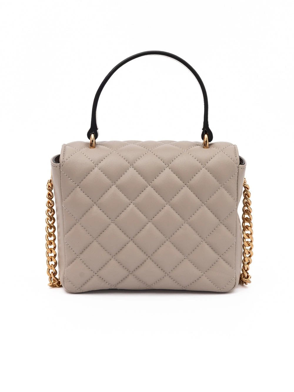 Sac à main Versace en cuir matelassé taupe