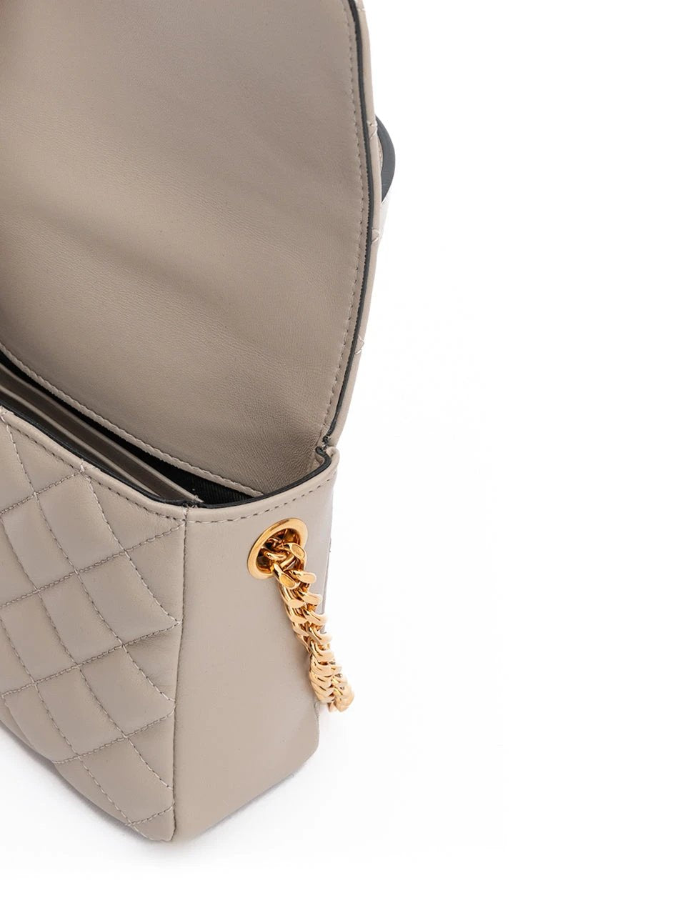 Sac à main Versace en cuir matelassé taupe