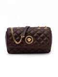 Sac bandoulière Versace en cuir matelassé marron