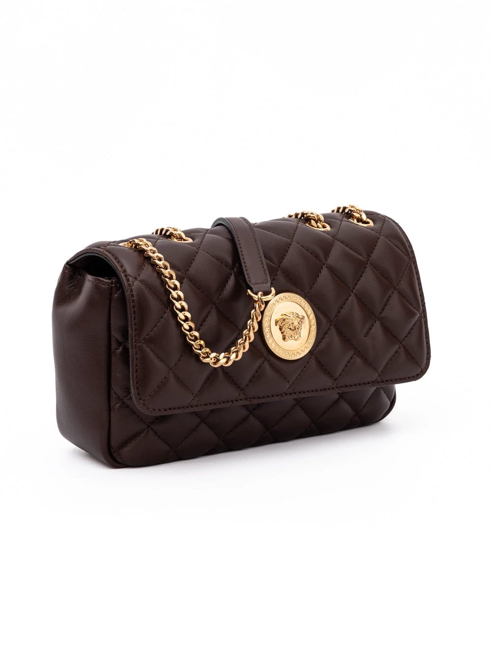 Sac bandoulière Versace en cuir matelassé marron