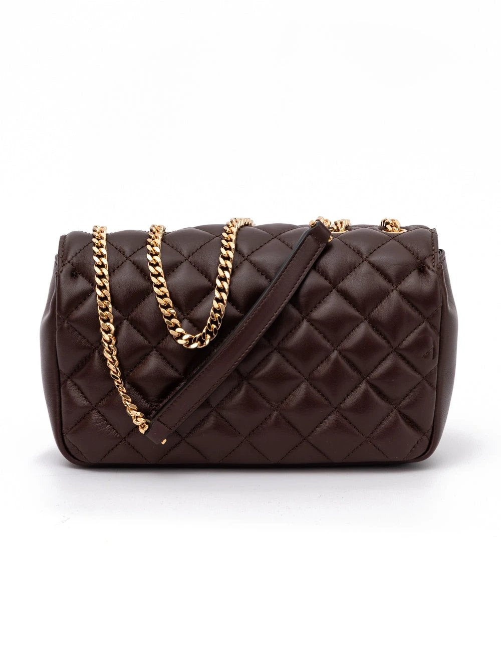 Sac bandoulière Versace en cuir matelassé marron