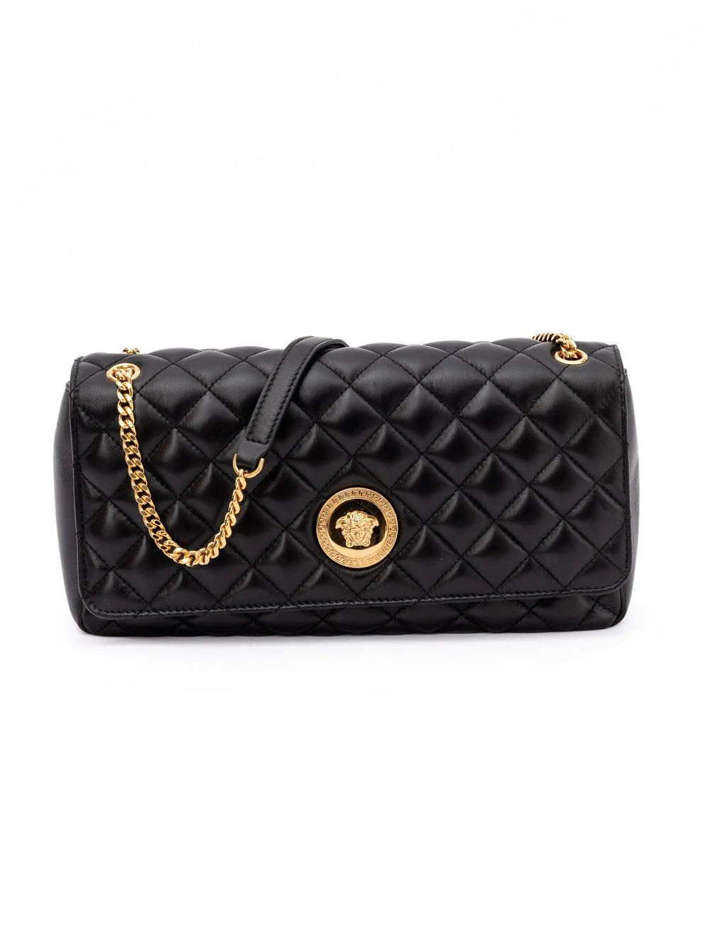 Sac bandoulière Versace en cuir matelassé noir